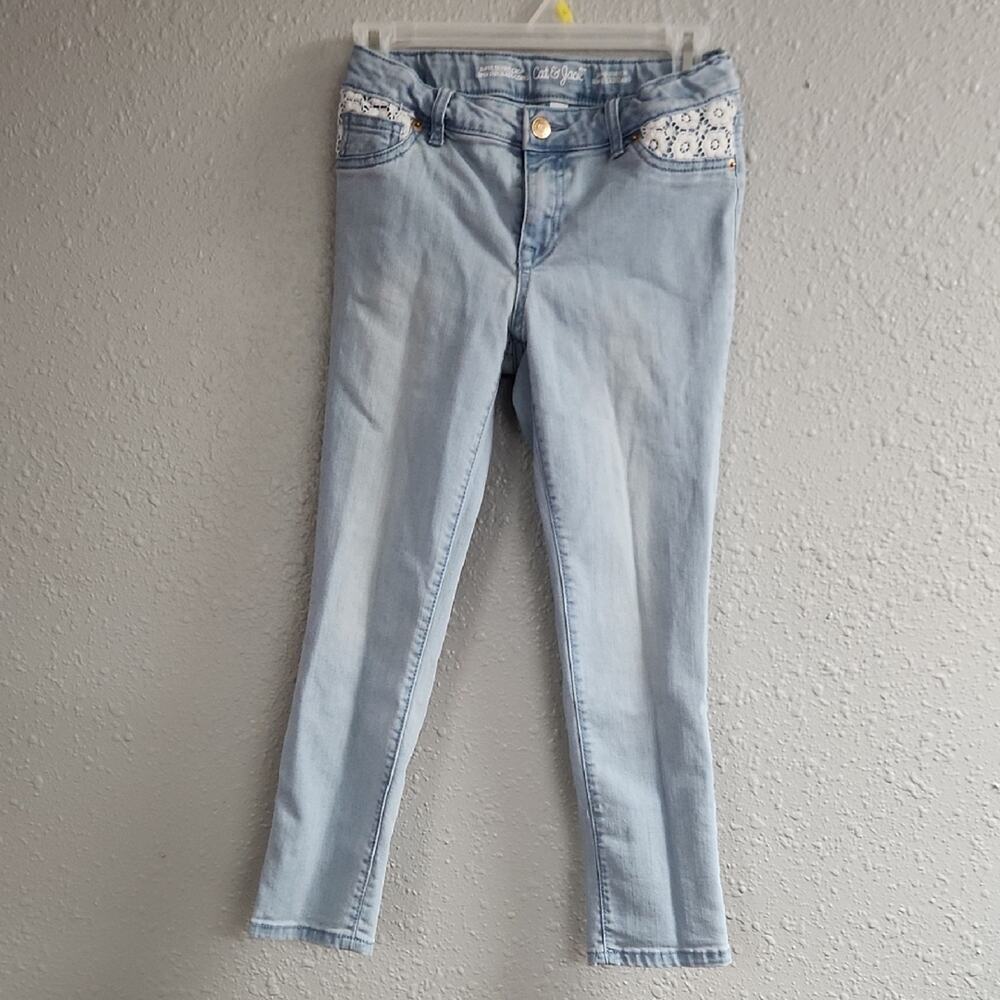 Cat & Jack Light Blue Skinny Jeans with Patterned Pockets